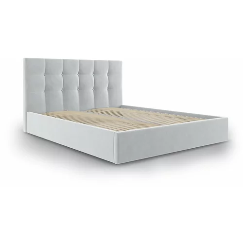Mazzini Beds svijetlo sivi bračni krevet od baršuna Mazzini Kreveti Nerin, 180 x 200 cm