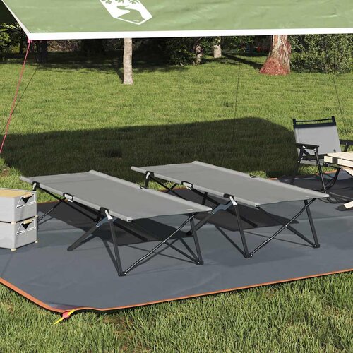  Sklopivi kamperski krevet 2 pcs Siva 206 x 76 x 74 cm Cene