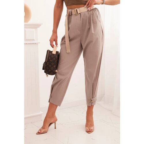 Kesi Włoski Summer Punto pants with fastening at the legs fango Slike