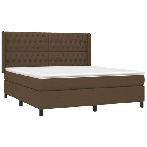  Krevet box spring s madracem LED tamnosmeđi 180x200 cm tkanina Slike