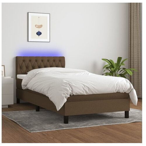  Krevet box spring s madracem LED tamnosmeđi 100x200 cm tkanina Cene