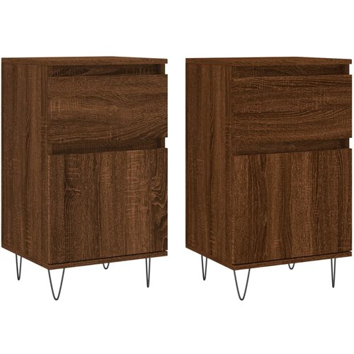 Maison Chic Komoda - Predalnik 2 kosa rjavi hrast 40x35x70 cm inženirski les, (21721820) Slike