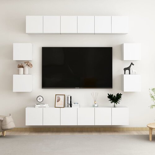  10-dijelni set TV ormarića bijeli od konstruiranog drva Cijene