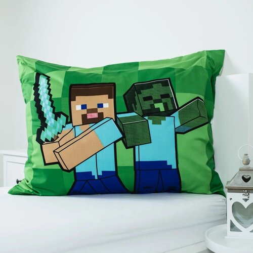 Jerry Fabrics Zelena dječja posteljina za krevet za jednu osobu od mikrovlakana 140x200 cm Minecraft Block Stack &amp;ndash; Slike