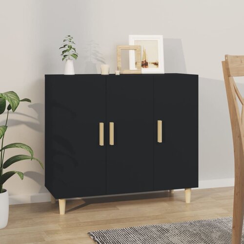 vidaXL Komoda črna 90x34x80 cm konstruiran les Cene