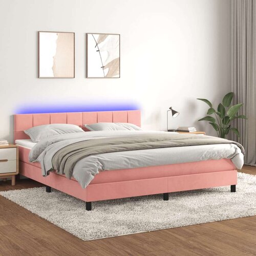  Box spring s madracem LED ružičasti 180x200cm bar&amp;scaron;unasti Slike