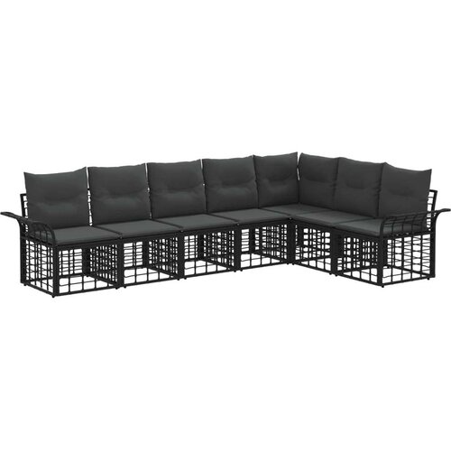  Set vanjskih sofa s jastukom 7 pcs Crna i tamno siva Poliester Cijene