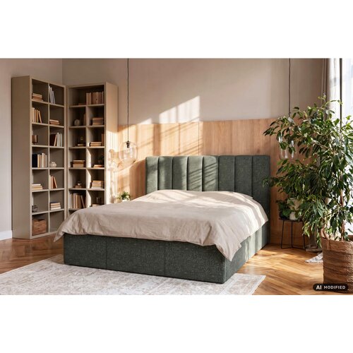 Boxxx OBLAZINJENA POSTELJA 140 cm x 200 cm , tekstil temno zelena Slike