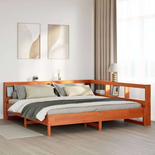  Krevet s regalom za knjige bez madraca 180x200 cm od borovine Slike