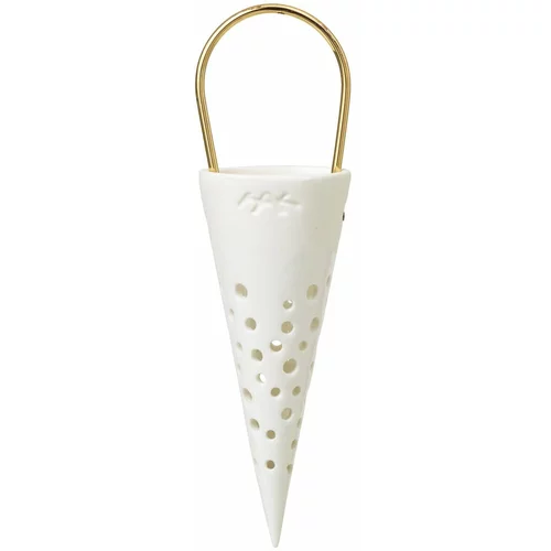 Kähler Design Bijeli viseći ukras od keramike Cone, visina 14,5 cm