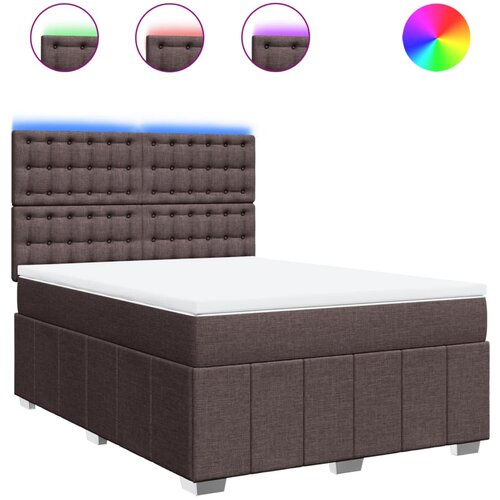 vidaXL Box spring postelja z vzmetnico temno rjav 140x190 cm blago, (21304904) Cene