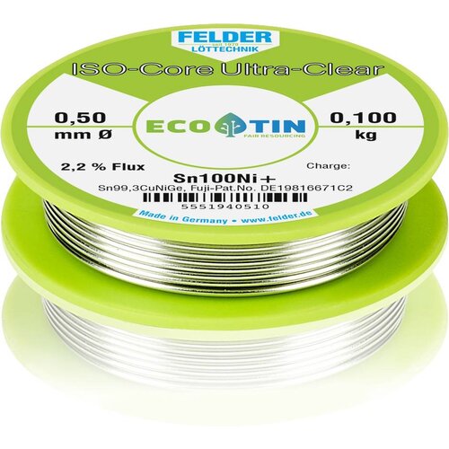 Felder Löttechnik ISO-Core "Ultra-Clear" Sn100Ni+ Lemna žica, bezolovna Svitak Sn99.25Cu0.7Ni0.05 0.100 kg 0.50 mm Cijene
