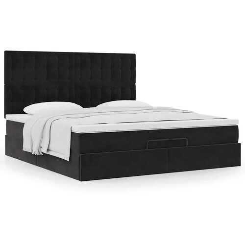 VidaXL Otomanski okvir kreveta s madracima crni 180x200cm bar&amp;scaron;unasti Slike