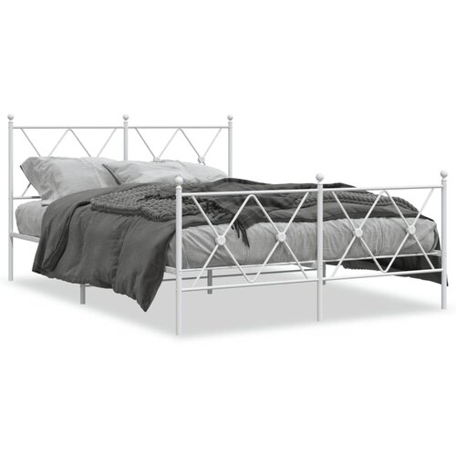 vidaXL metalni okvir kreveta uzglavlje i podnožje bijeli 140 x 190 cm Cijene