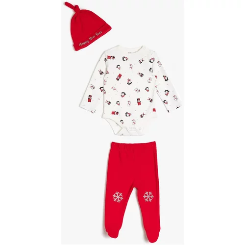 Koton Baby Girl Red Patterned Baby Sets
