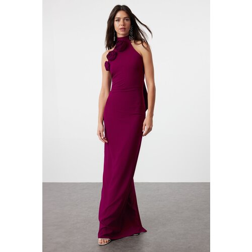Trendyol Plum Rose Detailed Woven Long Evening Dress &amp;amp; Graduation Dress Slike