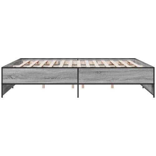  Okvir za krevet boja hrasta 200x200cm konstruirano drvo i metal Siva 200 x 200 cm Slike