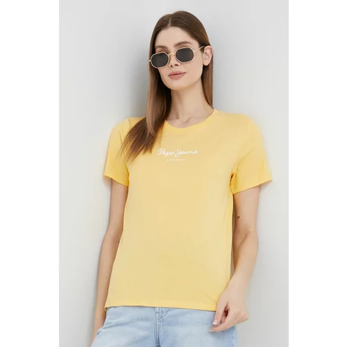 Pepe Jeans Bombažna kratka majica Wendy rumena barva