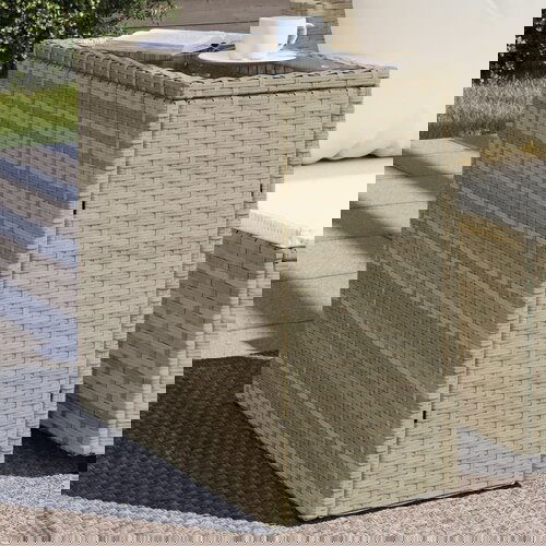 VidaXL Vrtni stol sa staklenom pločom 58x27,5x55 cm od poliratana Slike