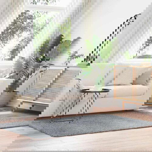 VidaXL Čupavi tepih s visokim vlaknima srebrnosiva 130x200cm poliester Slike