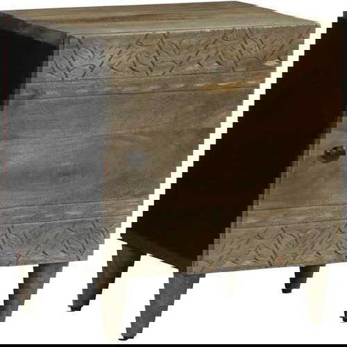 VidaXL Nočna omarica svetlo siva 40x33x46 cm masivni les Mango Slike