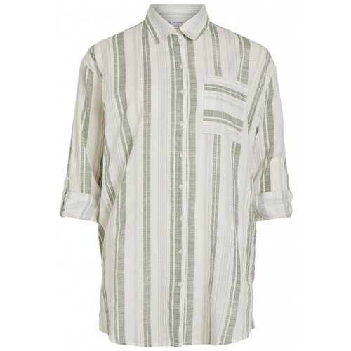 Vila Topi & Bluze Shirt Etni New Long - Cloud Dancer Bež Cene