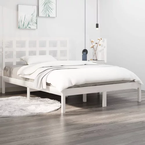 vidaXL Okvir za krevet od masivnog drva bijeli 180 x 200 cm 6FT veliki