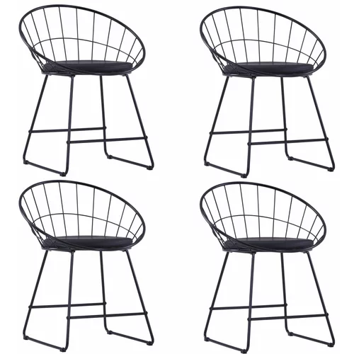 stolice sa sjedalima od umjetne kože 4 kom crne čelične