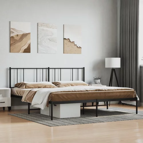 Metalni okvir za krevet s uzglavljem crni 193x203 cm
