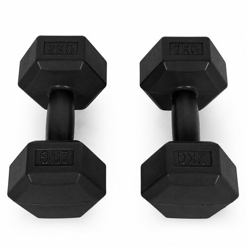 MOVEPRO set heksagonalnih bučica 2 &amp;times; 2 kg &amp;ndash; utezi za vježbanje i fitness, crni Slike
