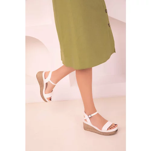 Soho White Women's Wedge Heeled Shoes 18131