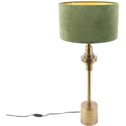QAZQA Art deco namizna svetilka z žametnim odtenkom zelena 35 cm - Diverso