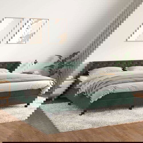  Krevet s oprugama i madracem tamnozeleni 160x200 cm baršunasti Cene