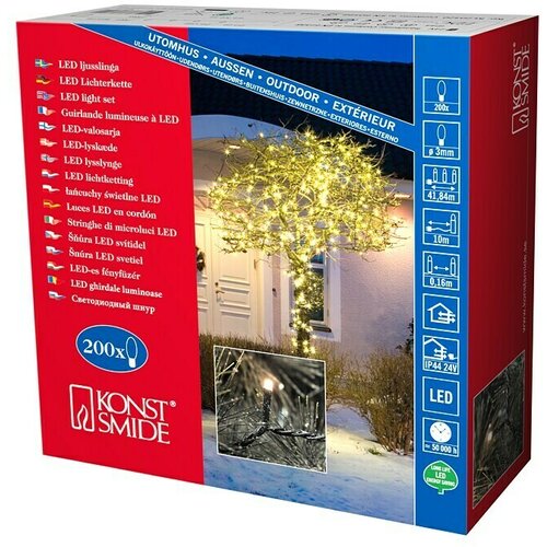 Konstsmide LED svjetlosni lanac Micro LED (Na otvorenom, Boja svjetla: Topla bijela, Broj žarulja: 200 Kom., Mrežni pogon) Slike