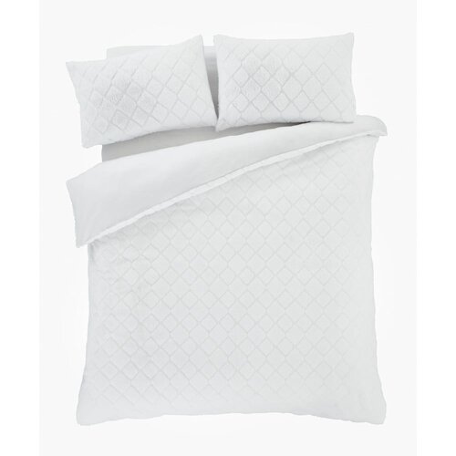 Catherine Lansfield Bijela posteljina za bračni krevet od mikropliša 200x200 cm Cosy Diamond – Cijene