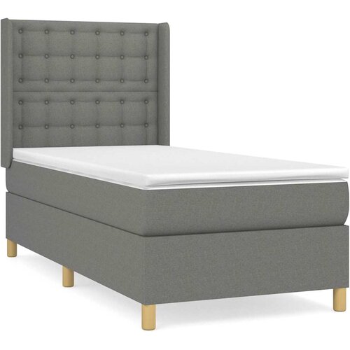  Krevet s oprugama i madracem tamnosivi 90 x 190 cm od tkanine Slike