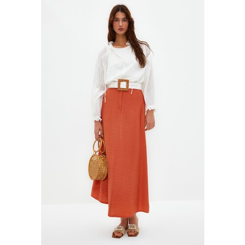 Trendyol Cinnamon Normal Waist Woven Skirt Cene