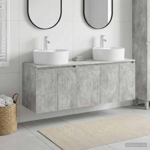  Set ormarića za kupaonicu 3 kom. Betonska siva 49,5 x 44,5 x 65 cm Slike