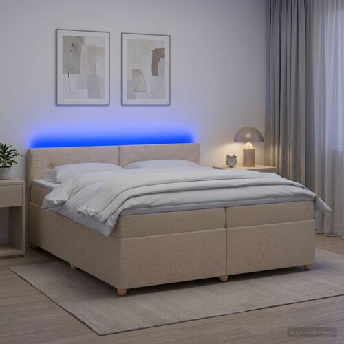  Boxspring krevet s madracem Krem 200 x 200 cm Tkanina Cene
