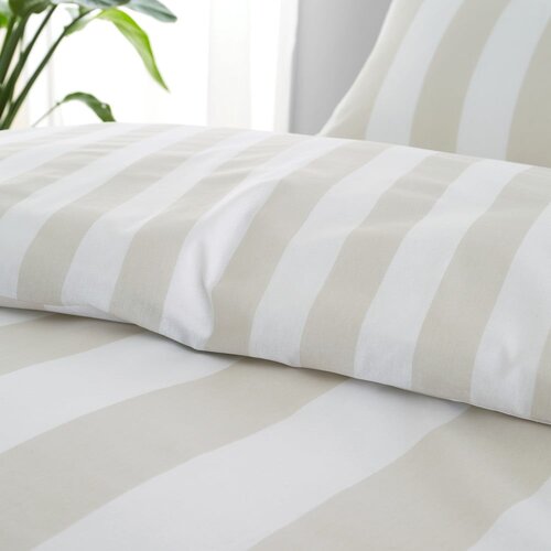 Catherine Lansfield Bijela/bež posteljina za bračni krevet/za produženi krevet 230x220 cm Cove Stripe &amp;ndash; Slike