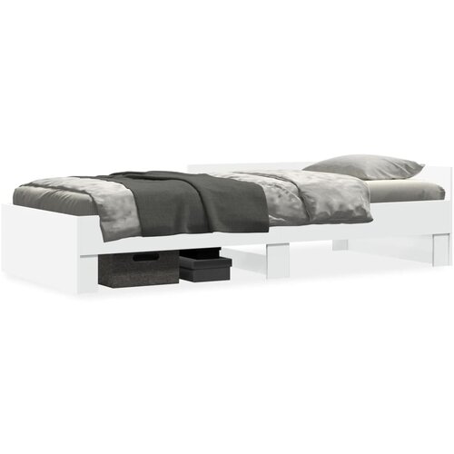 vidaXL Posteljni okvir bel 75x190 cm inženirski les Cene