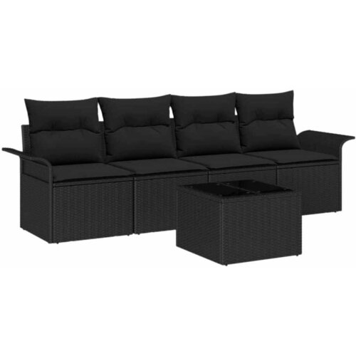 vidaXL Vrtna sedežna garnitura z blazino 5 pcs Črna poli ratan, (5000135086) Cene