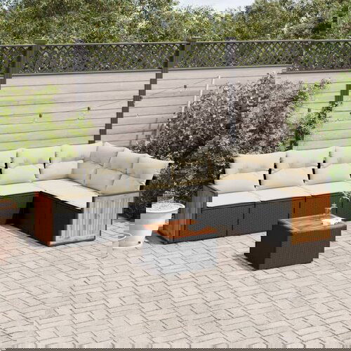 vidaXL 8-dijelni set vrtnih sofa od poliratana s jastucima crni Cijene