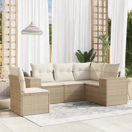 vidaXL 5-dijelni vrtni set sofa s jastucima bež od poliratana Cijene
