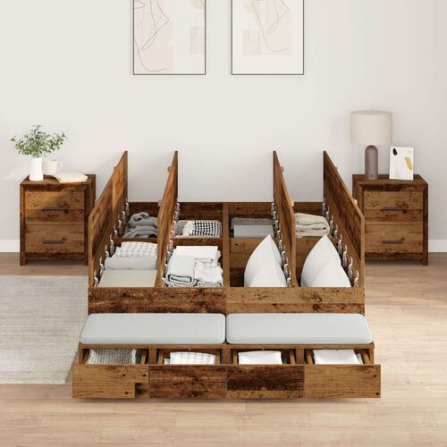  postelja z dodatnim prostorom za shranjevanje iz starega lesa 120x200 cm, (22103347) Slike