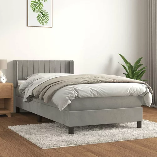 Box spring postelja z vzmetnico svetlo siva 80x200 cm žamet, (20724381)