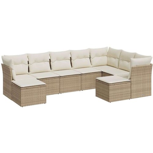 vidaXL 9-dijelni set vrtnih sofa s jastucima bež od poliratana Cijene