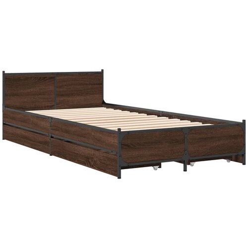 VidaXL Okvir kreveta s ladicama oja smeđeg hrasta 75x190 cm drveni Slike