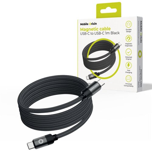 MOBILE ORIGIN Magnetic Cable USB-C to USB-C black 1m Slike