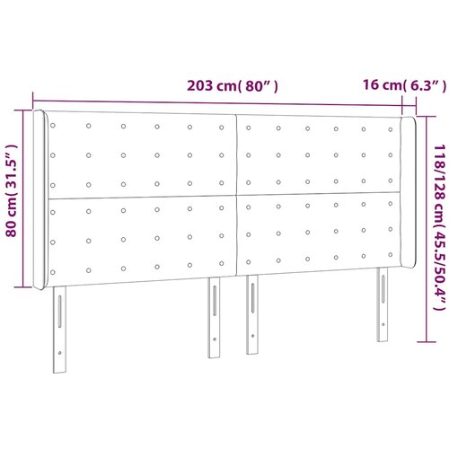  Uzglavlje s u&amp;scaron;ima tamnozeleno 203x16x118/128 cm bar&amp;scaron;unasto Slike